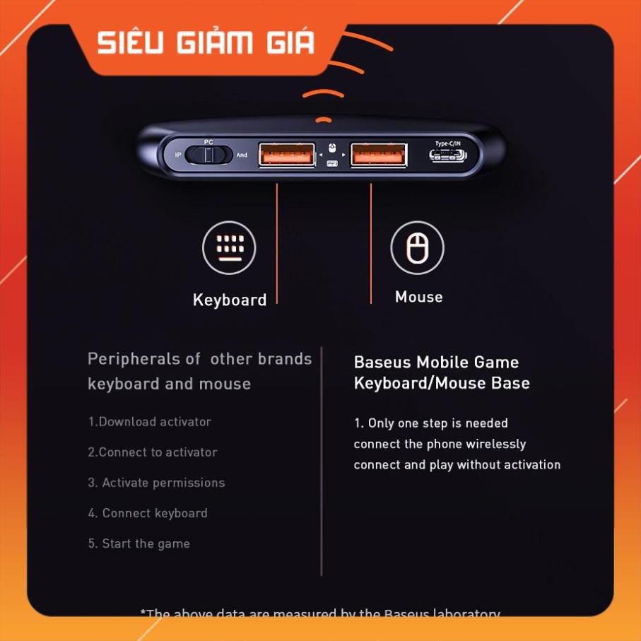 Adapter Hub blutooth 4.0 giúp kết nối bàn phím và chuột hỗ trợ chơi game hiệu Baseus Gamo - Hàng chính hãng