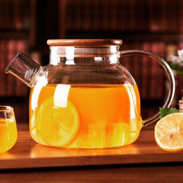Bình pha trà thuỷ tinh nắp gỗ 1 lít