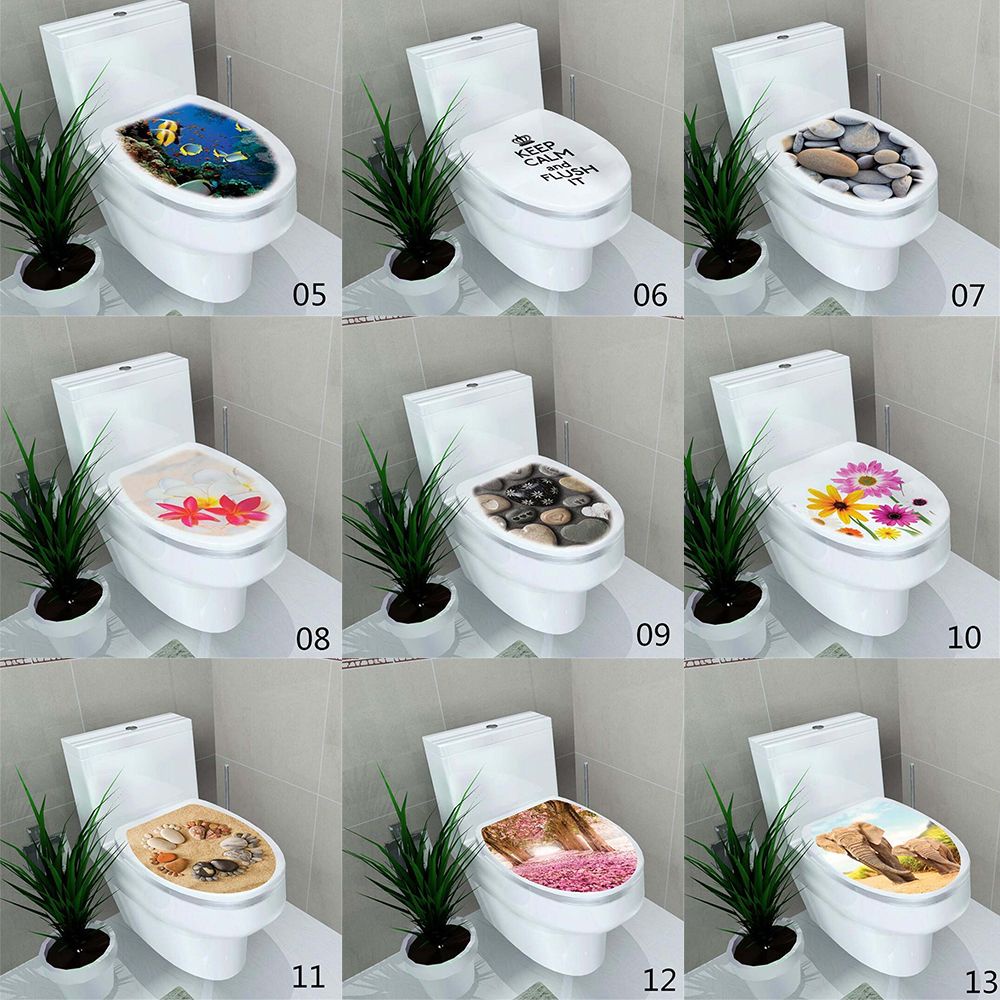 Miếng dán trang trí nắp bồn cầu bằng vinyl chống thấm nước 32*39cm