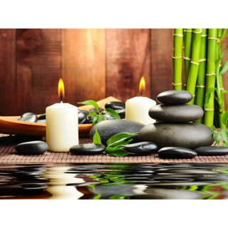 Tranh dán tường 3D Spa trang trí quán spa - vải lụa kim sa