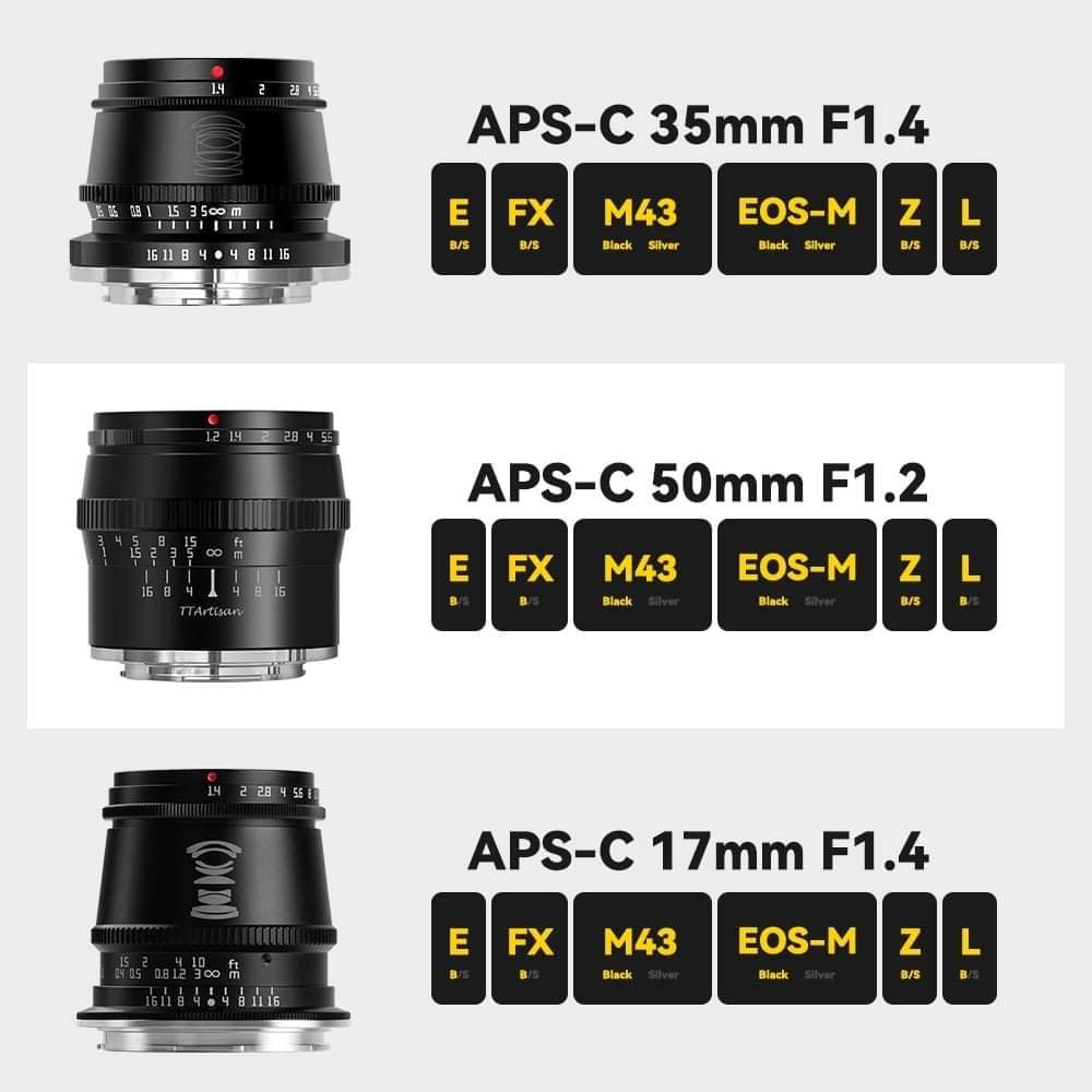 Bộ 3 ống kính TTArtisan 17mm F1.4 , 35mm F1.4 , 50mm F1.2 cho Nikon Z - Có màu Bạc và màu Đen