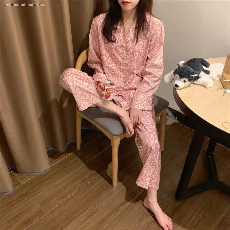 Bộ Đồ Ngủ Nữ Tay Dài Họa Tiết Da Báo Thoải Mái Thời Phong Cách Hàn Quốc | BigBuy360 - bigbuy360.vn