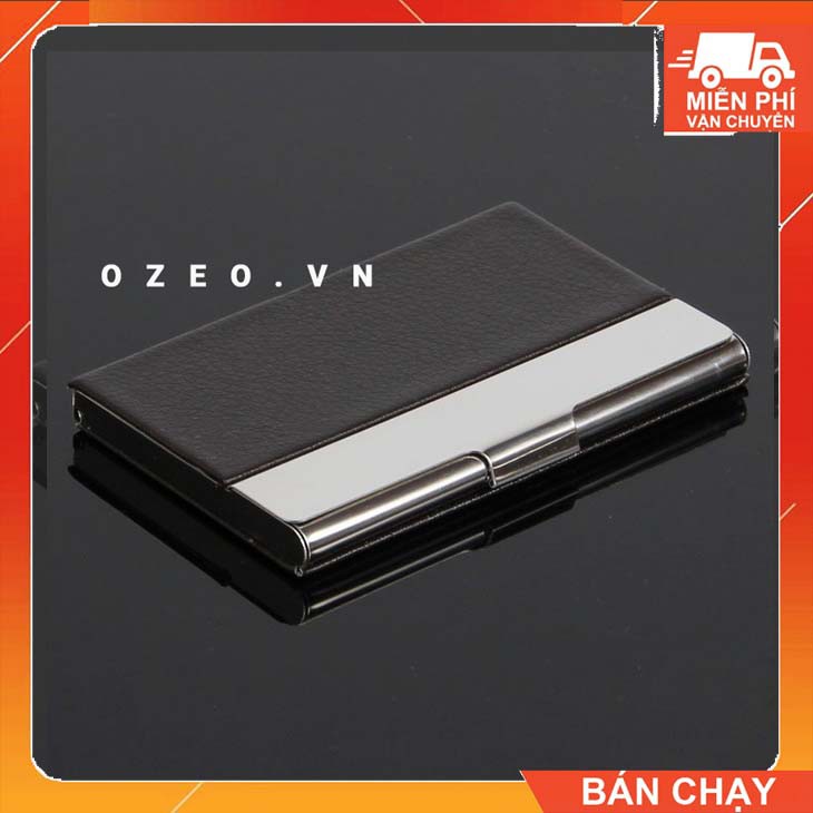 Giá Siêu Ưu Đãi_  Hộp Đựng Name Card NC05 Da Simli Đen Inox Không Gỉ [ Có khắc tên, logo theo yêu cầu ] _ozeo