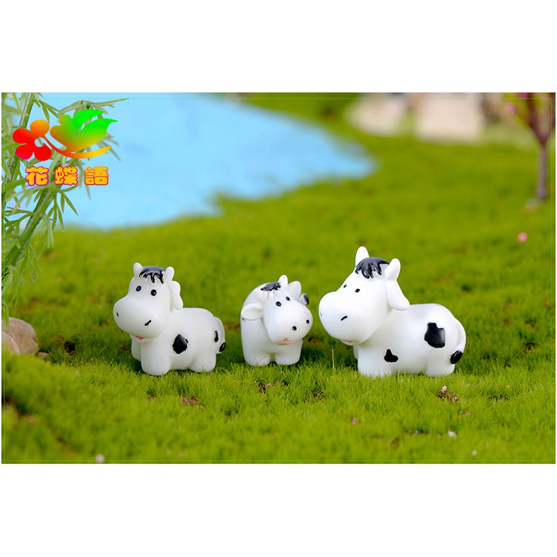 Tiểu cảnh mini ❤️ Bò sữa trắng đáng yêu trang trí tiểu cảnh sen đá, sân vườn, bể cá, bể terrarium