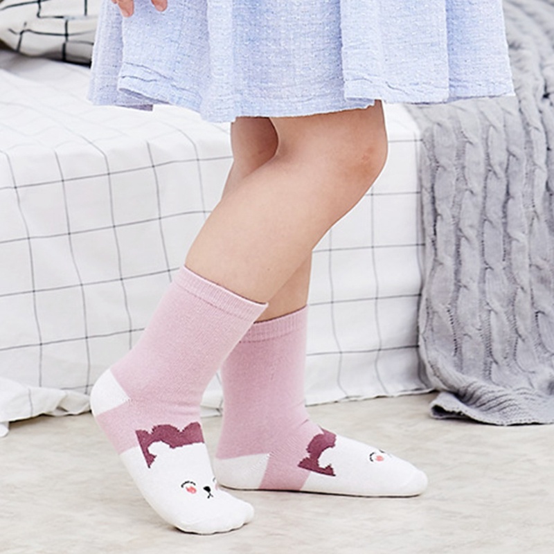 Bộ 5 Đôi Vớ Cotton Thoáng Khí In Họa Tiết Hoạt Hình Động Vật Vui Nhộn Thời Trang Mùa Đông Cho Bé Trai Và Gái