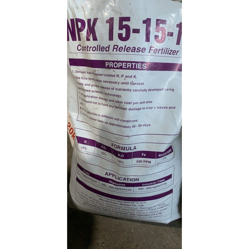 Phân bón giải chậm NPK 15-15-15 gói 500gr nhập từ Hàn Quốc