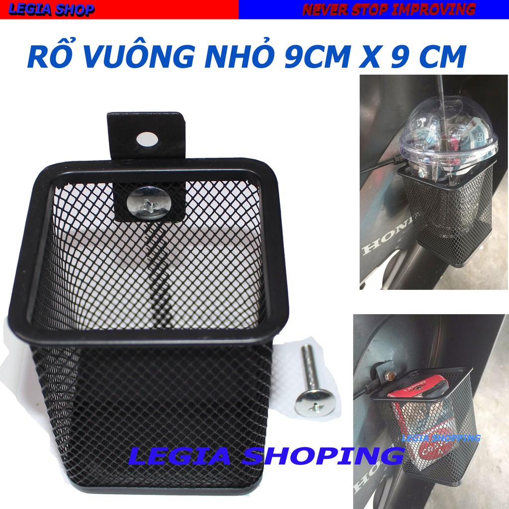 1 CÁI RỔ VUÔNG 9 X 9 CM GẮN NHIỀU LOẠI XE GẮN MÁY