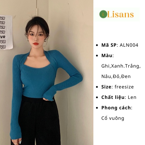 Áo len nữ cổ vuông Hàn Quốc dài tay đẹp ALN004