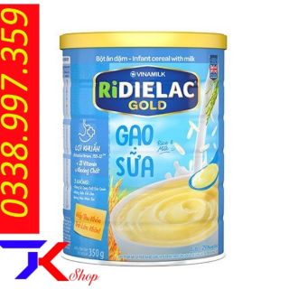 Bột ăn dặm RIDIELAC GOLD Gạo sữa - Hộp thiếc 350g