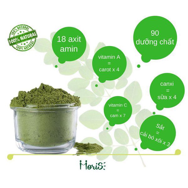 Bột Lá Chùm Ngây Nguyên Chất Organic Sạch Mịn Dạng Hủ 200gr 300gr