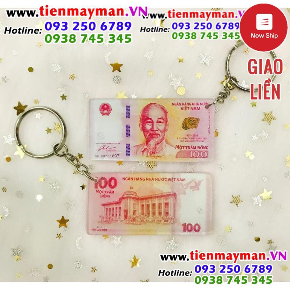 [shopee trợ giá] MÓC KHÓA HÌNH TIỀN XƯA - Tờ tiền 100 đồng kỷ niệm 65 năm thành lập ngân hàng nhà nước