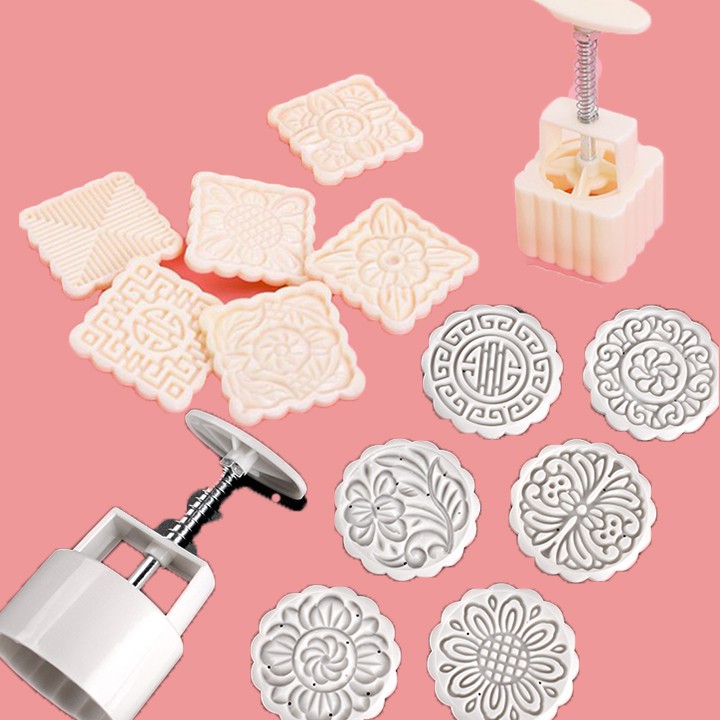 Khuôn Làm Bánh Trung Thu 4 - 6 Mặt Vuông 100g - 125g