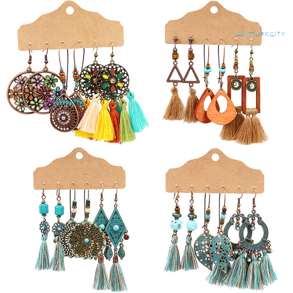 Set 3 Đôi Khuyên Tai Hợp Kim Phong Cách Bohemian Thời Trang Cho Nữ
