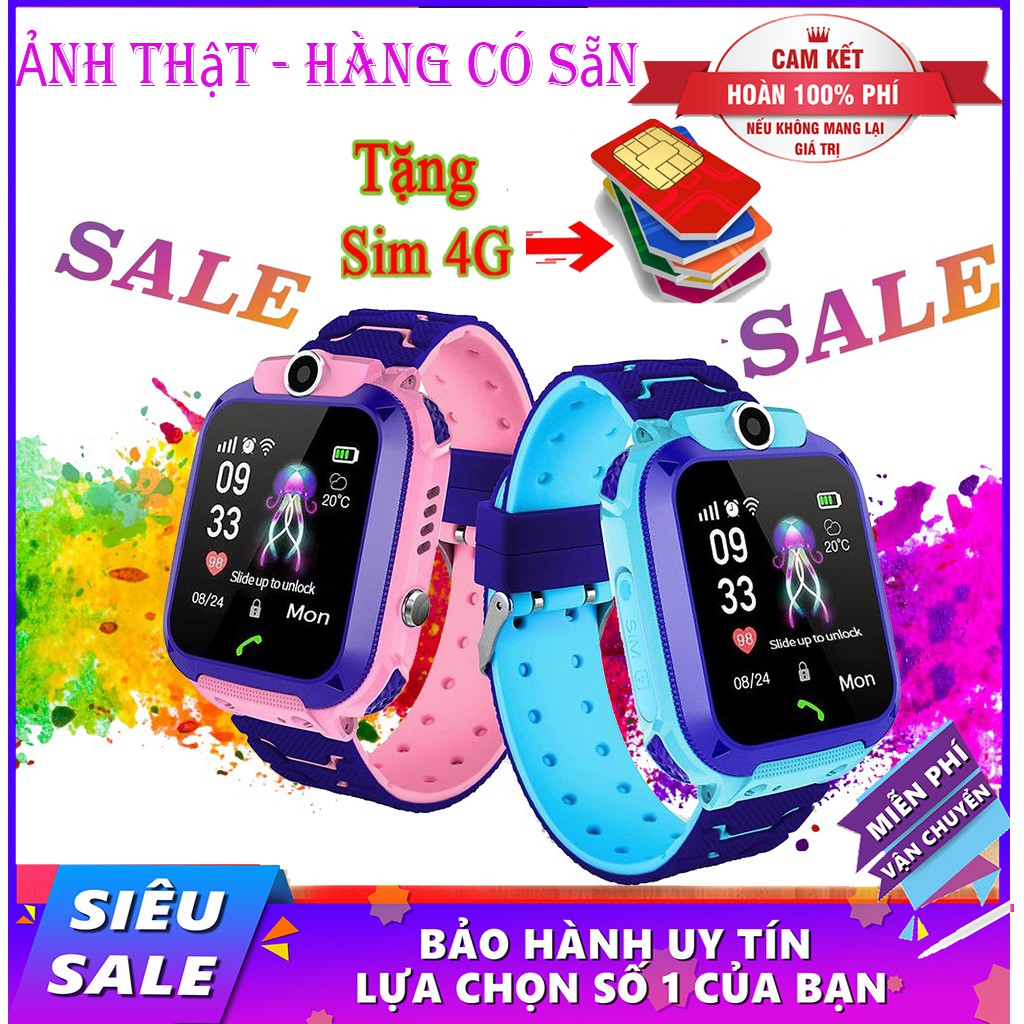 Đồng Hồ Định Vị Trẻ Em  Q12 | Có Khe Cắm Sim - Nhiều Màu Sắc - Chống Nước - Nghe Gọi Tốt