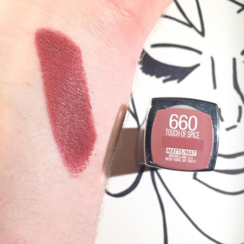 Son lỳ có dưỡng Maybelline Color Sensational Matte Lipstick 660 Touch of Spice màu hồng nâu