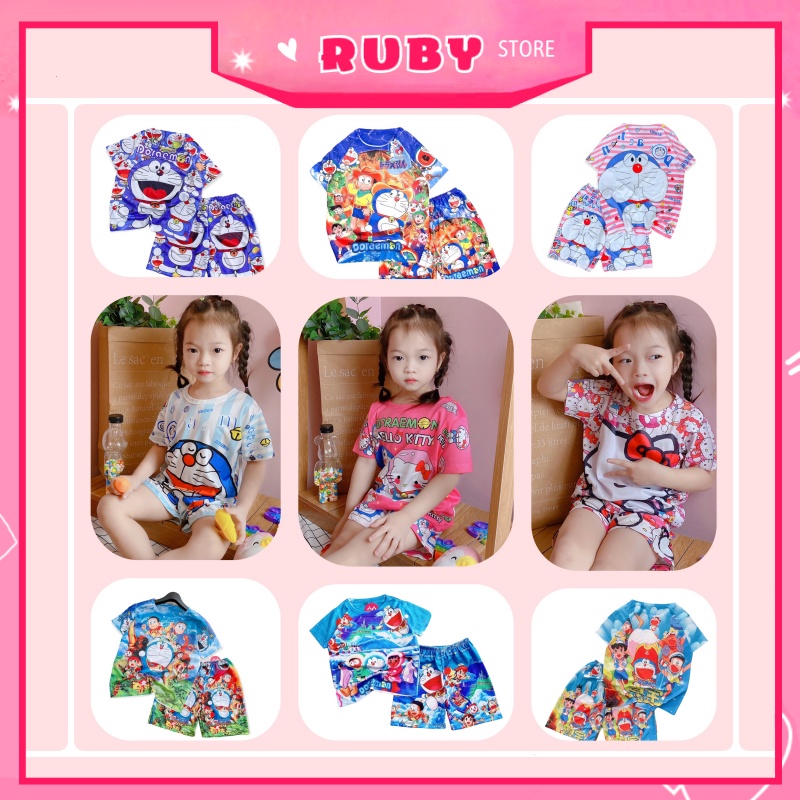 Đồ bộ Doremon-Kitty ❤️ Bộ ngủ bé trai bé gái chất thun mịn mát (5KG - 57KG) ❤️ Set bộ hoạt hình ❤️ DBRBD