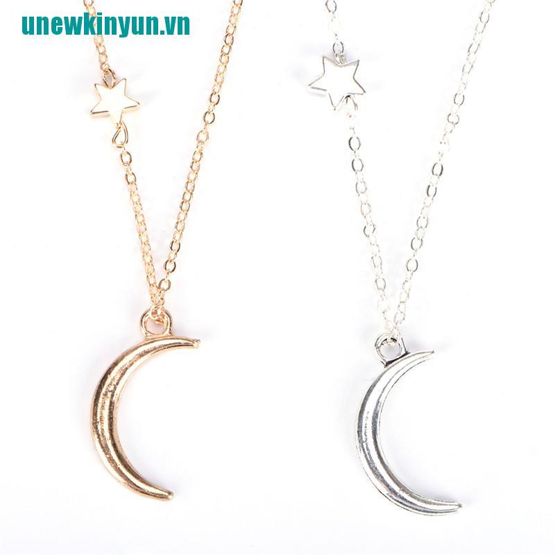 Y●Vòng cổ Mạ Vàng / Bạc Dài Mặt Trăng Và Ngôi Sao