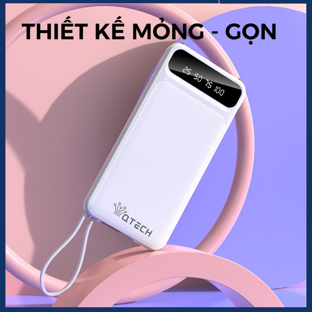 XANH LAM -Sạc dự phòng tích hợp màn hình LED Dung Lượng 10000mAh, kèm cáp 2in1, sạc cùng lúc 3 thiết bị