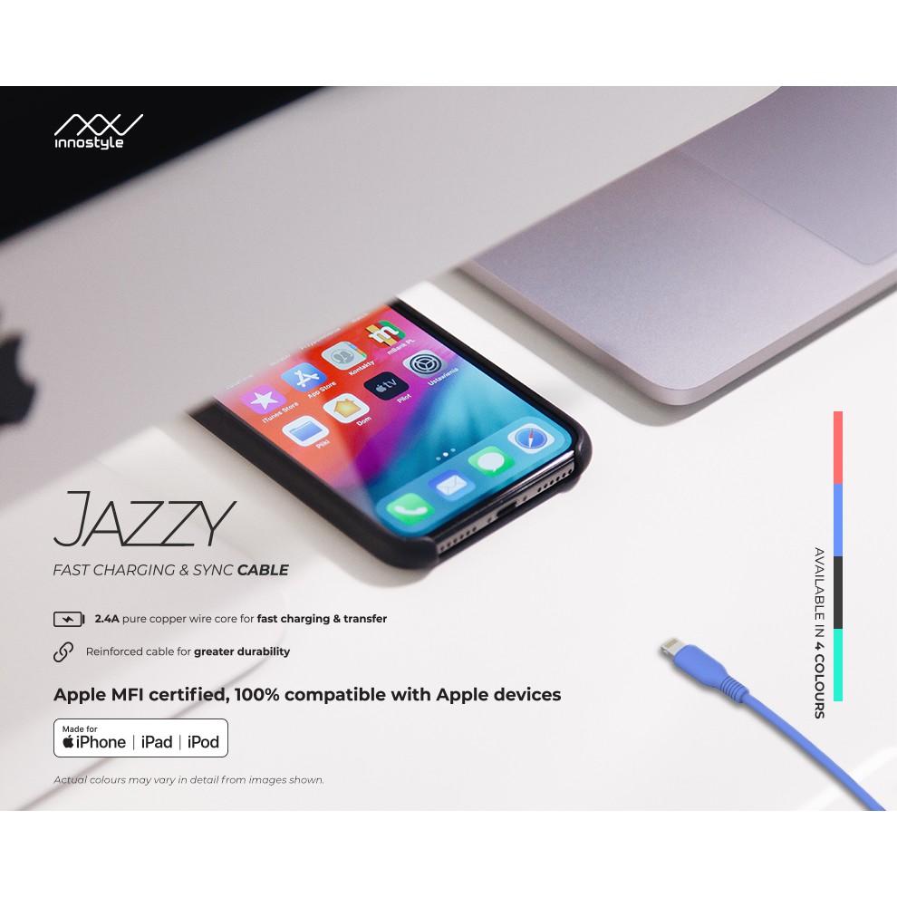 Cáp InnoStyle Jazzy 1.5m USB-A to Lighting MFI