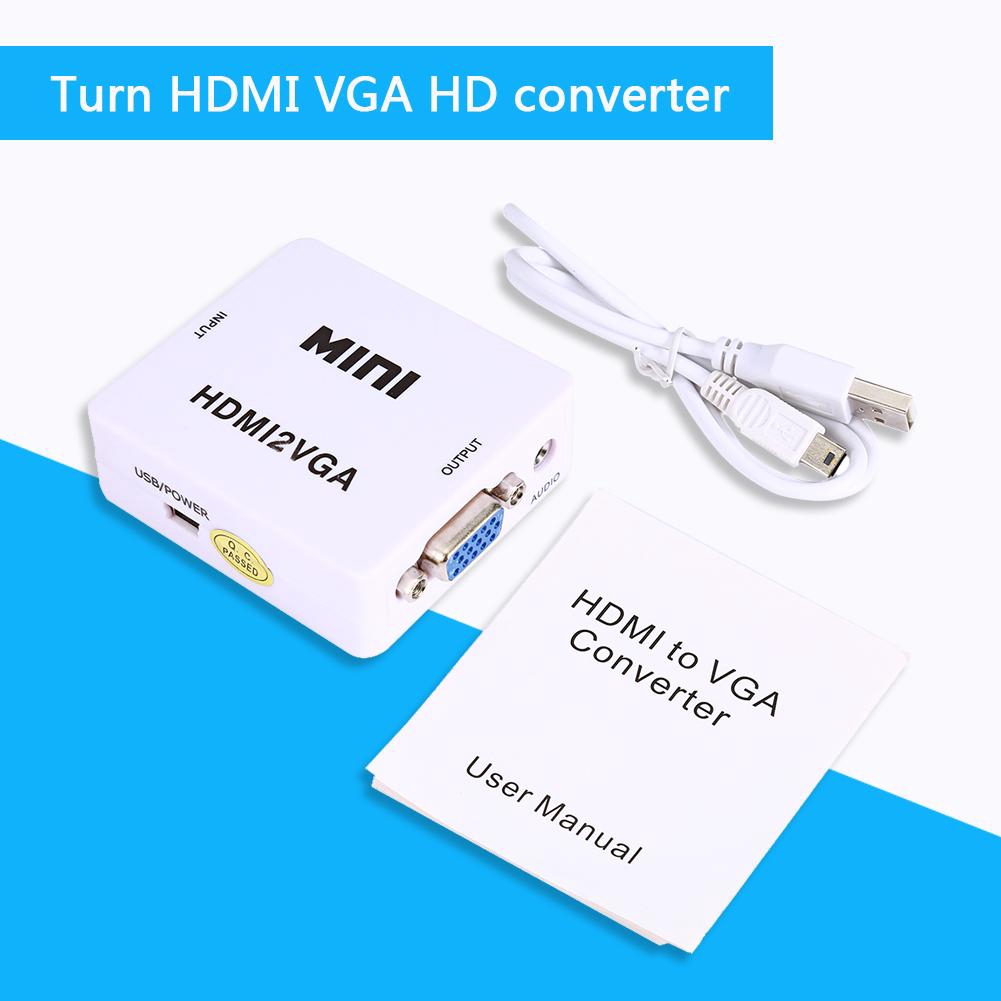 Hộp chuyển đổi từ cổng HDMI sang giác cắm VGA và phụ kiện