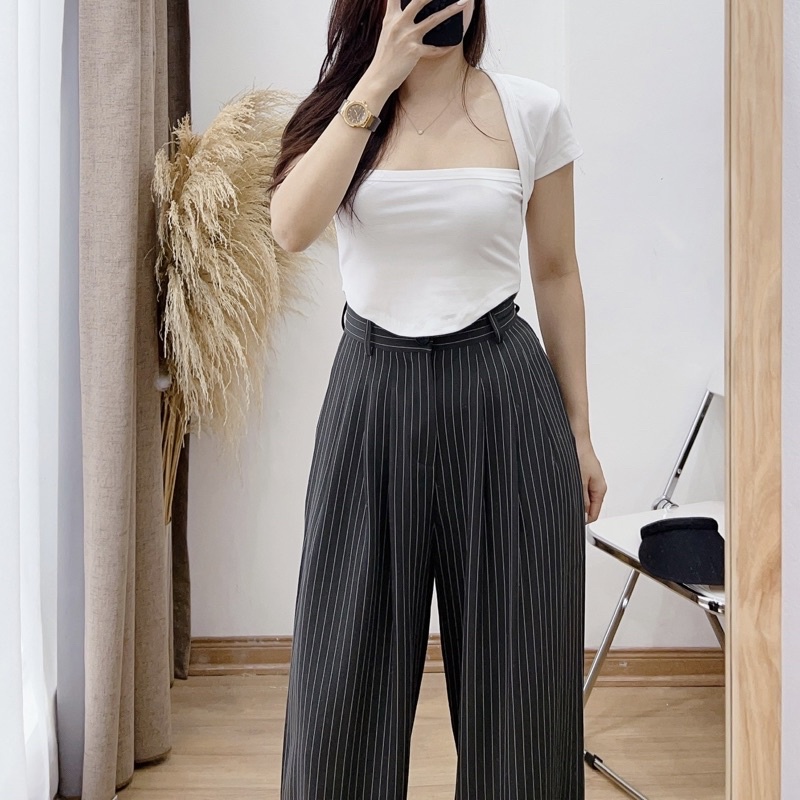 ( Ảnh thật ) 1670 Áo croptop cổ vuông đuôi tôm