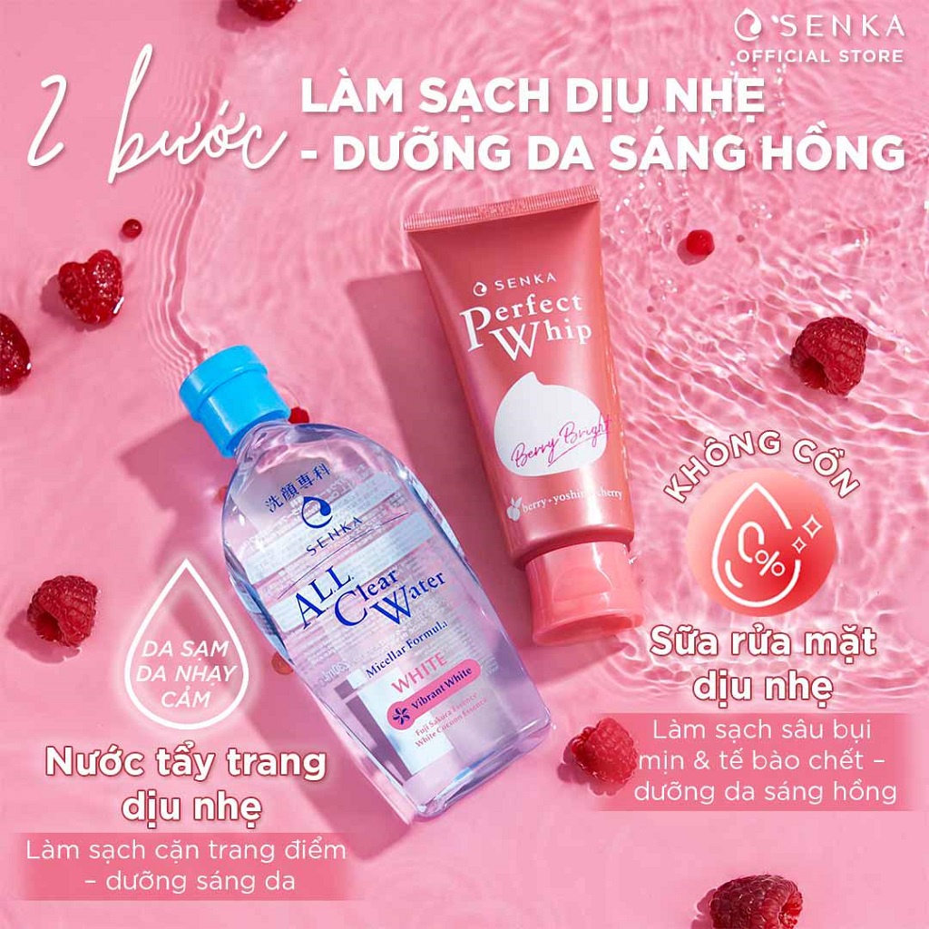 Sữa Rửa Mặt Sạch sâu - Sáng Hồng Senka Perfect Whip Berry Bright 100g
