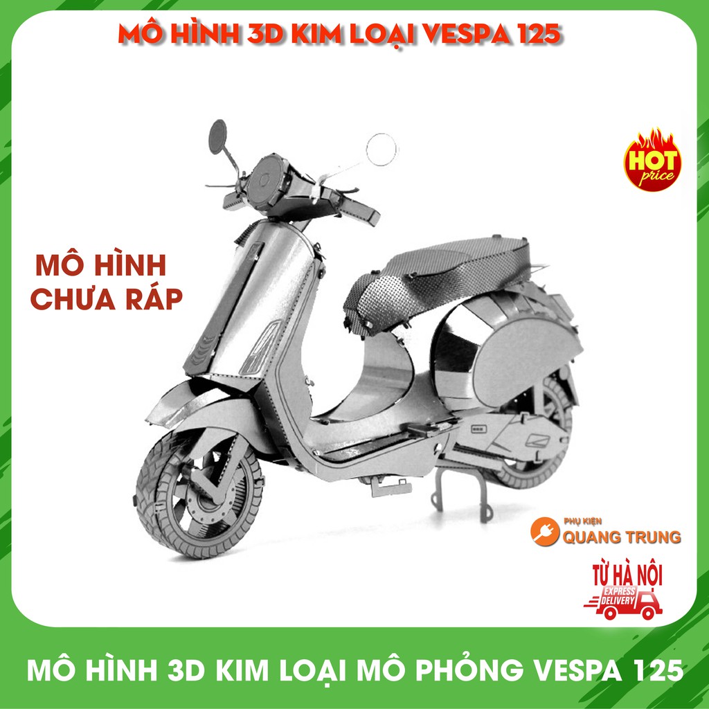 Mô hình 3D kim loại chưa lắp ráp mô phỏng xe Vespa 125, cực đẹp