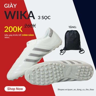 [CHÍNH HÃNG] Giày đá bóng sân cỏ nhân tạo Wika 3 sọc chính hãng màu trắng sọc ghi tốt giá rẻ KM