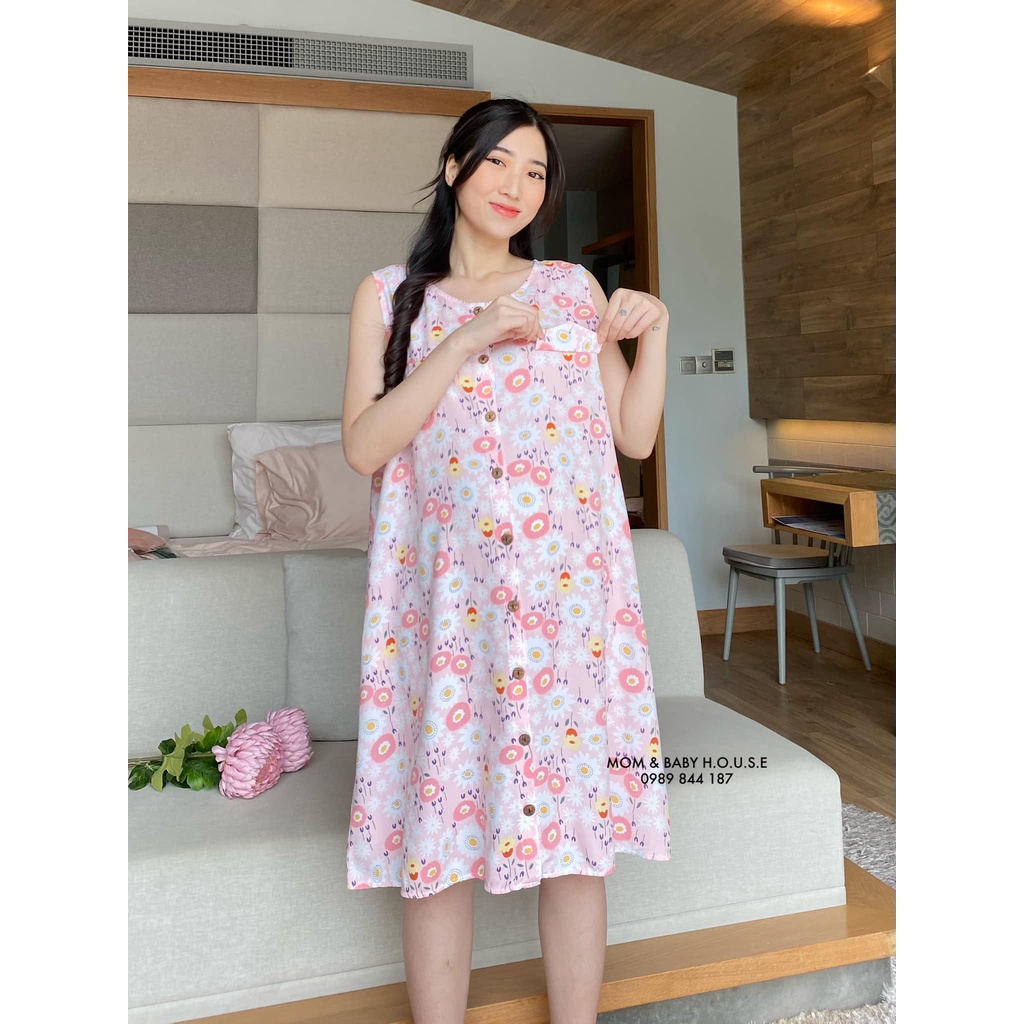 EVERMOM | Đầm bầu tôn 2 da thái sát nách mặc nhà siêu mát ( Mua 3 cái giảm giá )