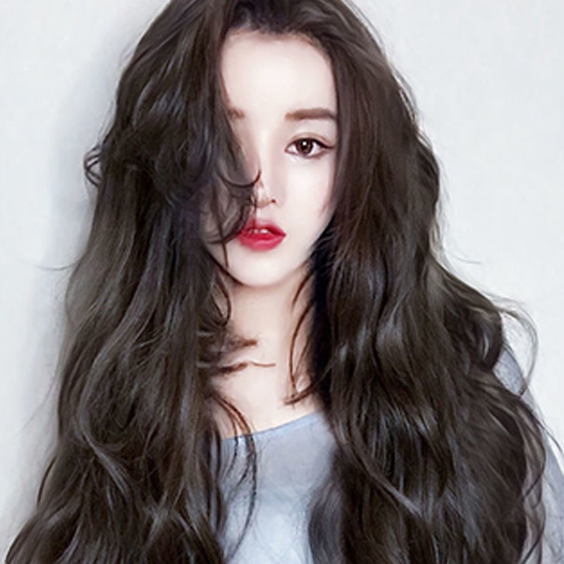 Bộ Tóc Giả Dài Xoăn Màu Nâu Đen Dành Cho Nữ
