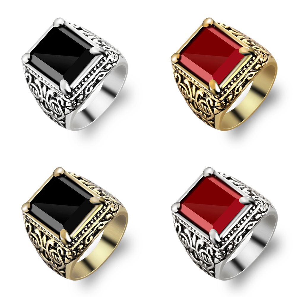 Nhẫn Đính Đá Vuông Phong Cách Trung Hoa Cho Nam