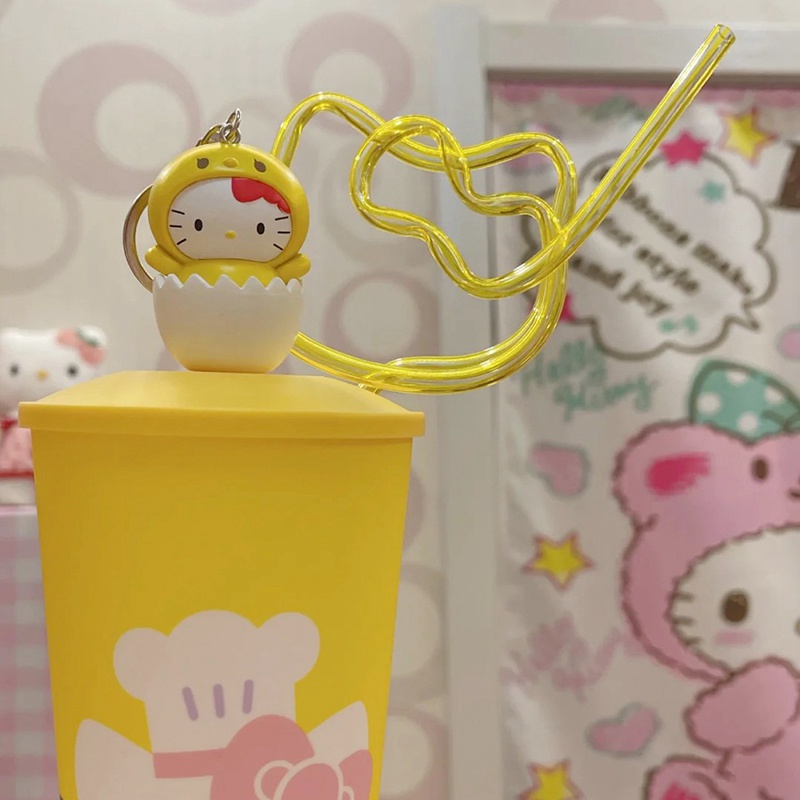 Ống hút nhựa nhiều màu hình hello kitty đáng yêu sáng tạo