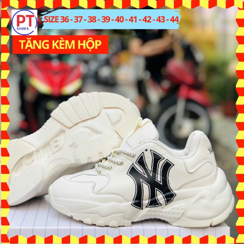 (FULLBOX) Giày nam nữ cặp đôi Giày sneaker nam nữ Thể Thao màu Kem NY đen Form nhẹ đi Êm chân TRÙM GIÀY PT