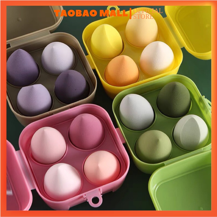 Set 4 Mút tán kem nền, phấn nước mút trang điểm dạng giọt nước siêu tiện dụng, mềm mại, dễ tán và dễ dàng vệ sinh