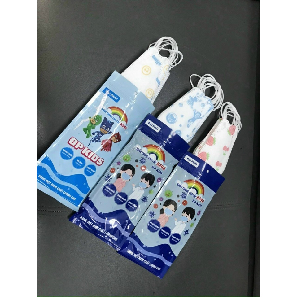 Túi 10- 5 cái Khẩu trang KF94 cho người lớn-trẻ em màu xanh