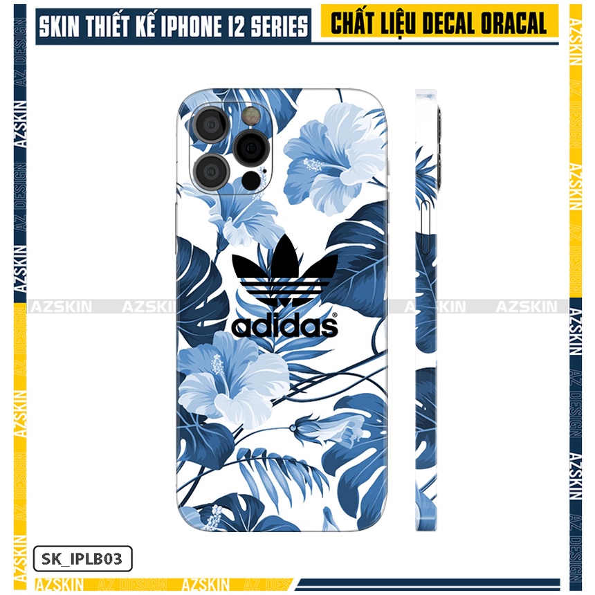 Dán Skin Adidas Họa Tiết IPhone 12 Mini - 12 Pro Max |SK_IPLB03| Film Cao Cấp Chống Va Đập, Chống Xước, Full Lưng Viền