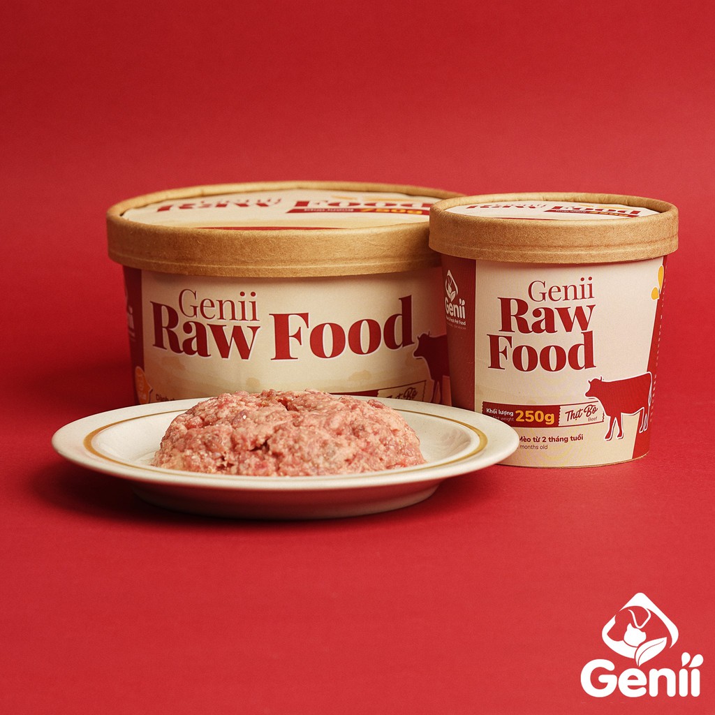 RAW BÒ 250g [ Genii Raw Food ] - Thức ăn tươi cho mèo thịt bò