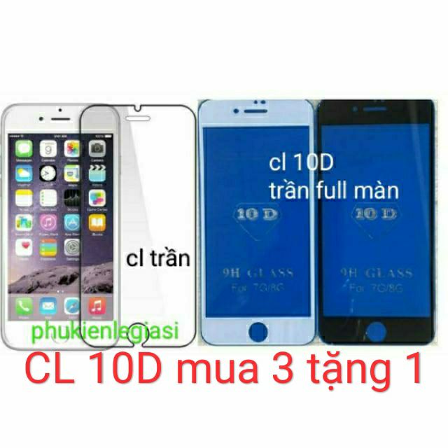 Cường lực iphone trần, 10D trần full màn 3D 4D 5D 6D Full màn 5 5s 6 6s 6plus 6+ 6splus 7 7plus x0