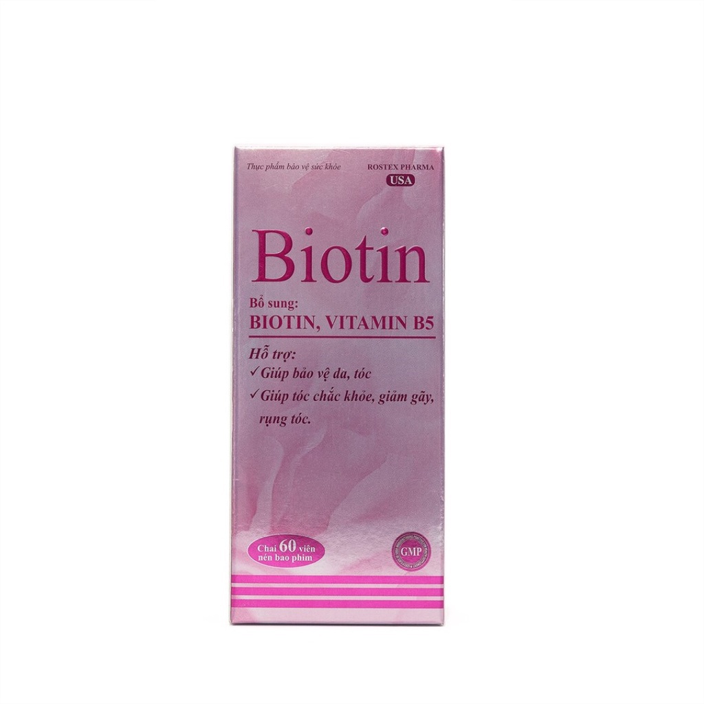 Viên uống BIOTIN bổ sung Biotin và Vitamin B5 giúp giảm rụng tóc, bảo vệ da, chắc móng – Hộp 60 viên