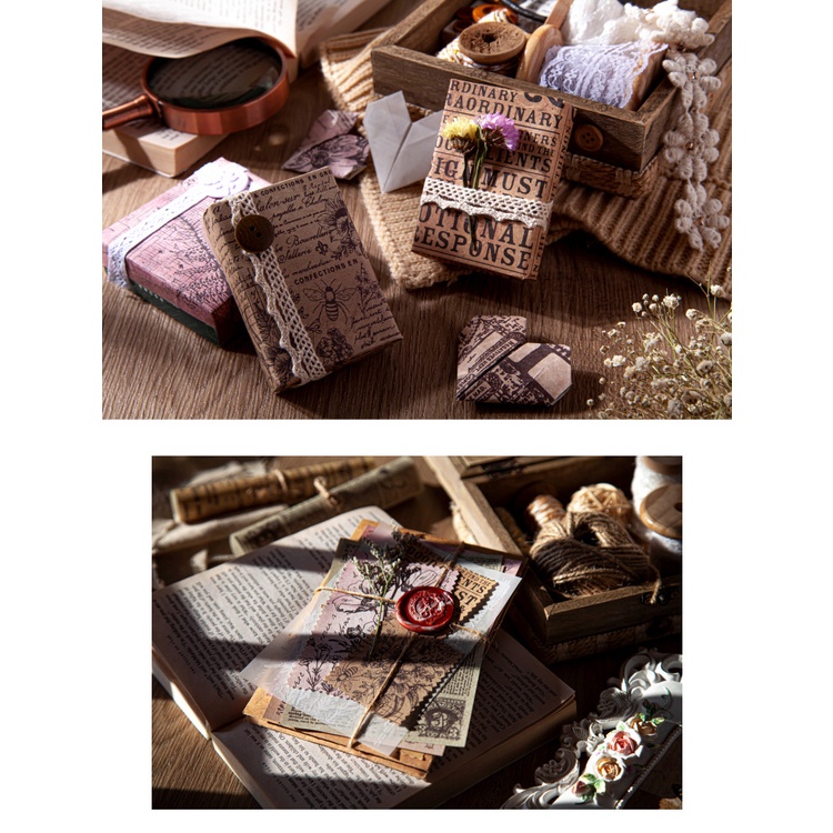 Set 30 Miếng Dán Trang Trí Sổ Tay Phong Cách Vintage
