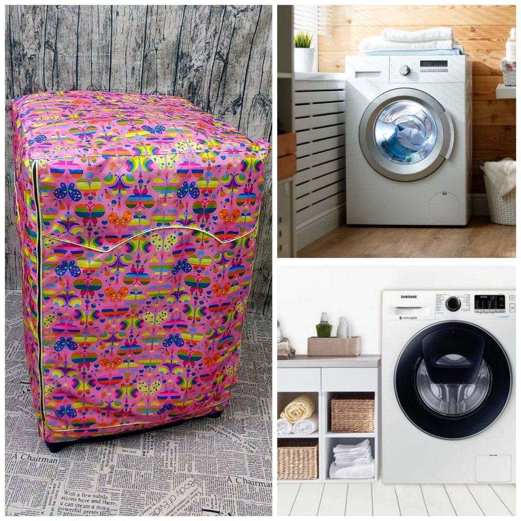 Áo trùm, vỏ bọc máy giặt cửa ngang dành cho Máy giặt Electrolux Inverter 9 kg (mẫu bướm hồng)