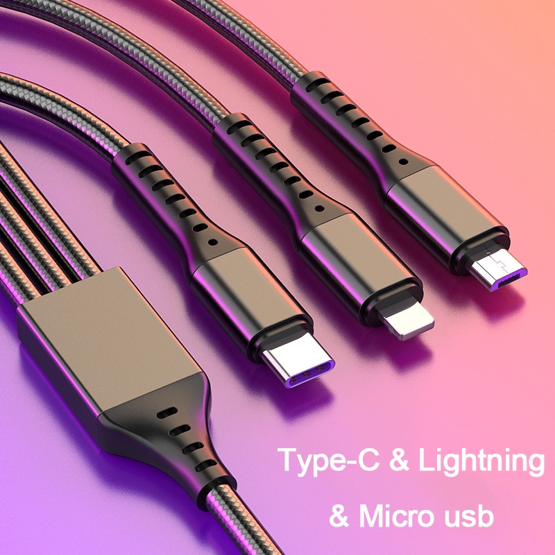 Cáp Sạc Nhanh 66W 5A 3 Trong 1 Cổng Micro Usb/Type-C Cho