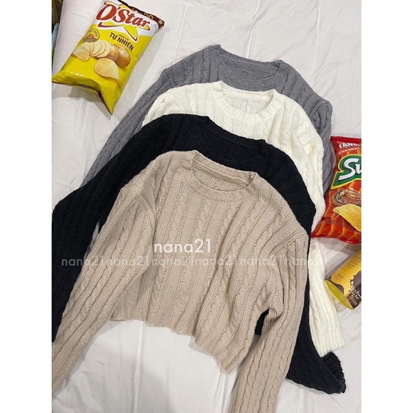 Áo len croptop vặn thừng | BigBuy360 - bigbuy360.vn