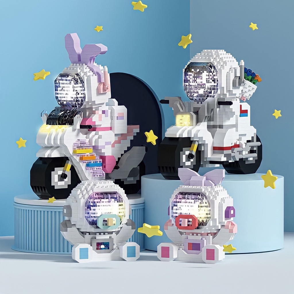 Lego Đồ Chơi Lắp Ráp Phi Hành Gia Motor, Tiny Lina Xếp Hình Nanoblocks Thông Minh Phát Sáng 3D