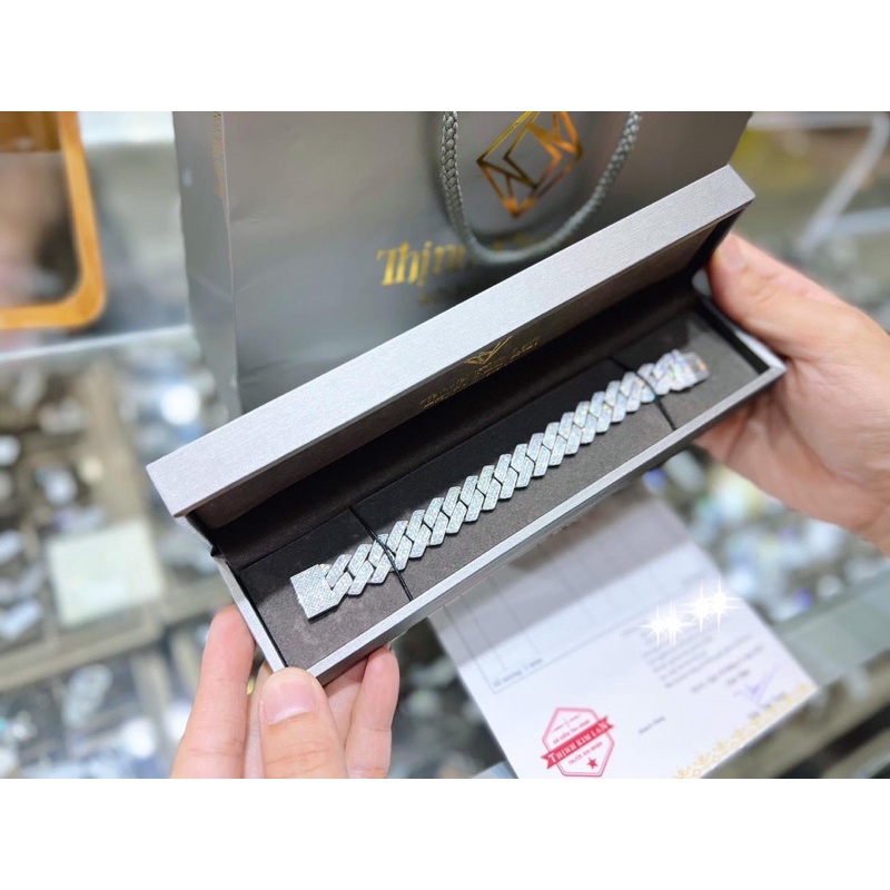 LẮC TAY BẠC CUBAN DÂY MÓC ĐÍNH ĐÁ FULL - bạc s925 CAO CẤP CHÍNH HÃNG LUCKYJ SILVER