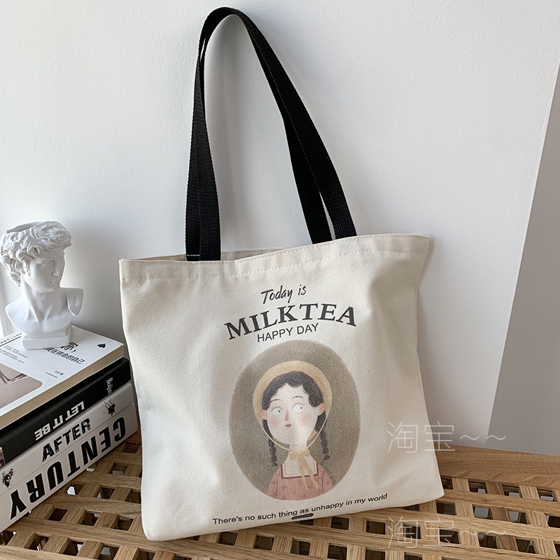 Túi Xách Đeo Vai Vải Bạt Cỡ Lớn In Hình One-Đàn Phong Cách Nhật Bản Dành Cho Nữ 2021