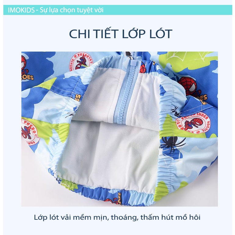 Áo khoác gió bé trai Ravedye Bear 11-23kg áo khoác dù trẻ em 2 lớp chất Poly chống thấm nước nhẹ kín gió có nón có lót