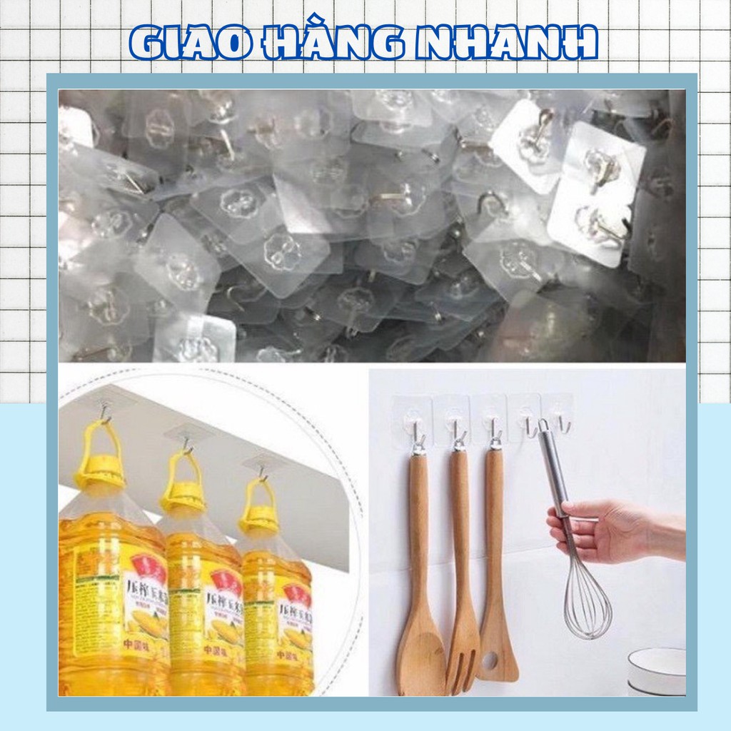 Combo 10 Móc Treo Trong Suốt Dán Tường Chất Lượng Loại 1 T10 (Max 10Kg) 88037 Shop Giao Hàng Nhanh 88