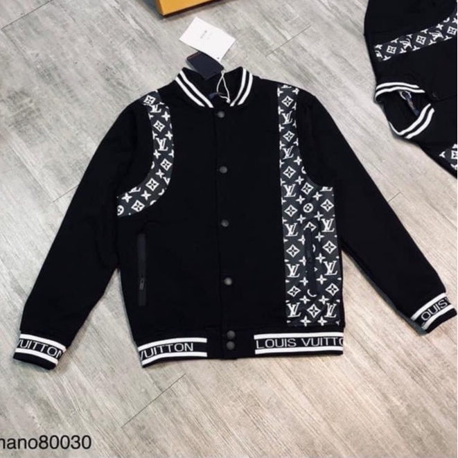 Áo Khoác Bomber Lv Nỉ Phối Cầu Vai Da Cực Đẹp Hot Trend 2021 - Hàng nhập khẩu