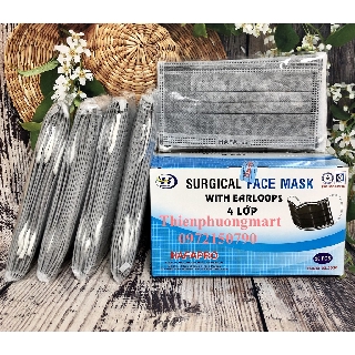 Khẩu trang Xám 4 lớp Hafapro hộp 50 cái - Khẩu trang y tế Hafapro 4 lớp vải không dệt